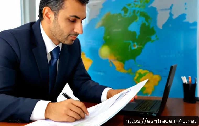 국제무역이직준비 - Photorealistic career-transition scene for international trade: a Spanish-speaking professional in s...